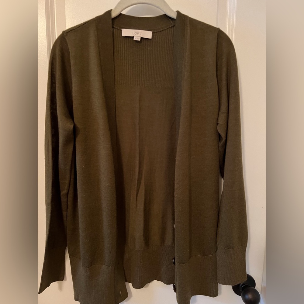 LOFT Olive Green Boyfriend Cardigan